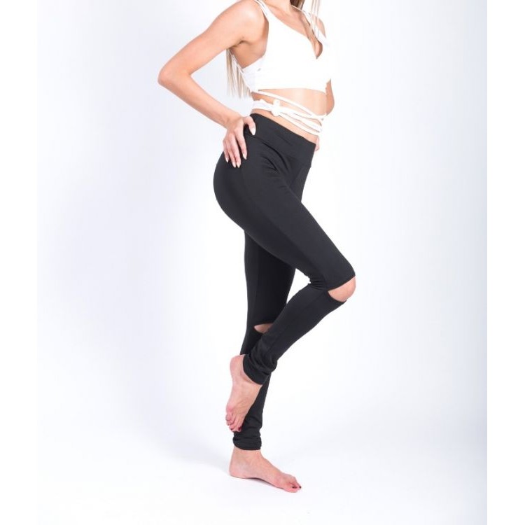 Sportowe Legginsy Fitness Trening Czarne LLEG19L