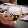 Szklanka termiczna z hortensją żółtą