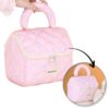 Kosmetyczka rozkładana elegancka kuferek pikowana BUNNY różowa KS131R