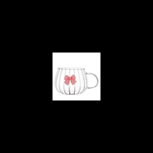 Szklanka ryflowana tulips z kokardką do kawy